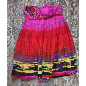 La ROK Strapless Babydoll Mini Dress Silk Blend Womens S Empire Waist Party Boho